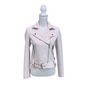 NWT T Tahari PETITE Beige Belted Moto Jacket | Runs Small | FREE SHIPPING